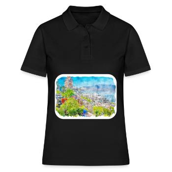 Quebec Kanada Aquarell Skizze gezeichnete Illustration - Frauen Polo Shirt - Schwarz - Vorne - Ailine (174cm)