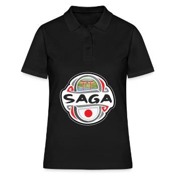 Saga Japan Flag Badge Souvenir de voyage - Polo Femme - noir - Devant - Ailine (174cm)