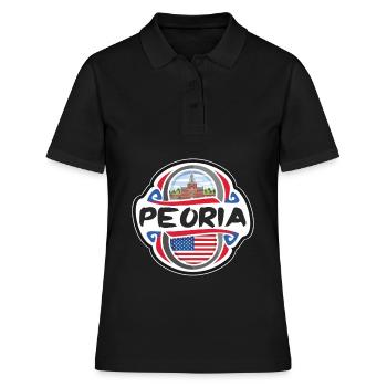 Peoria USA Drapeau des États-Unis Souvenir de voyage Badg - Polo Femme - noir - Devant - Ailine (174cm)