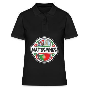 Matosinhos Portugal Flag Travel Souvenir Badge Sta - Women's Polo Shirt - black - Front - Ailine (174cm)