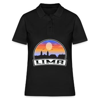 Lima Peru Skyline Vintage Sonnenuntergang Reise Souvenir - Frauen Polo Shirt - Schwarz - Vorne - Ailine (174cm)