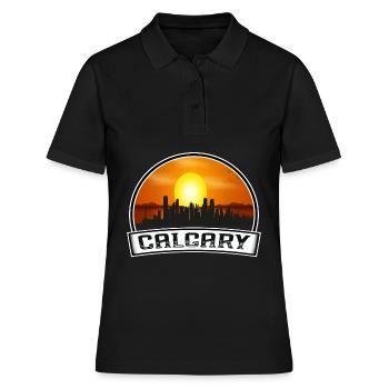 Calgary Kanada Skyline Vintage Sonnenuntergang Reise Souve - Frauen Polo Shirt - Schwarz - Vorne - Ailine (174cm)