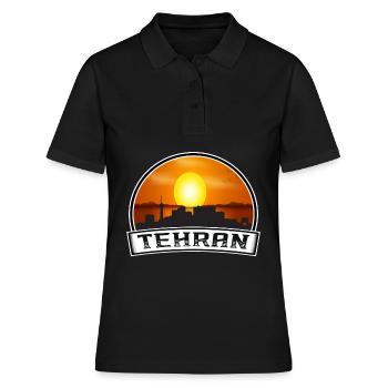 Teheran Iran Skyline Vintage Sonnenuntergang Reise Souvenir - Frauen Polo Shirt - Schwarz - Vorne - Ailine (174cm)