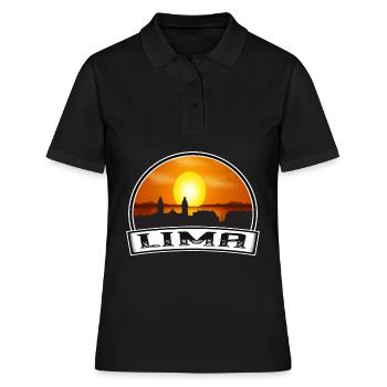 Lima Peru Skyline Vintage Sonnenuntergang Reise Souvenir - Frauen Polo Shirt - Schwarz - Vorne - Ailine (174cm)
