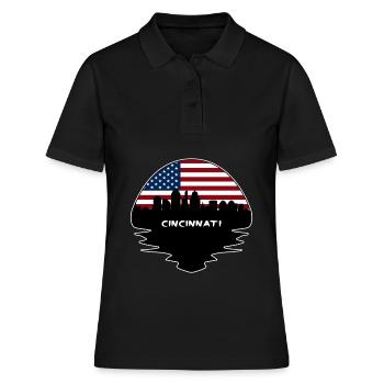 Cincinnati Ohio États-Unis Flag Skyline Silhouette Voyage - Polo Femme - noir - Devant - Ailine (174cm)