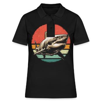 Hai Ozean Tigerhai Tier Fisch - Frauen Polo Shirt - Schwarz - Vorne - Ailine (174cm)