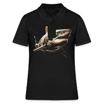 Hai Ozean Tigerhai Tier Fisch - Frauen Polo Shirt - Schwarz - Vorne - Ailine (174cm)