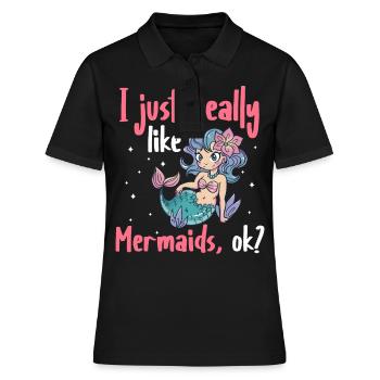 Mermaid Fable Mermaids Fairy Tale - Women's Polo Shirt - black - Front - Ailine (174cm)