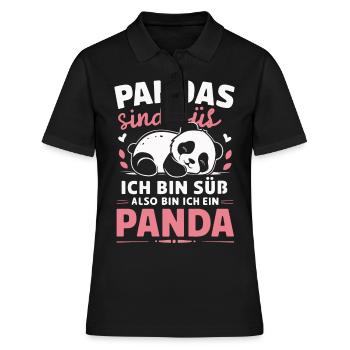 Panda Panda Ours Pandas - Polo Femme - noir - Devant - Ailine (174cm)