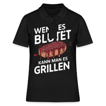Grillen Grill BBQ Barbecue Grillschürze Griller - Frauen Polo Shirt - Schwarz - Vorne - Ailine (174cm)
