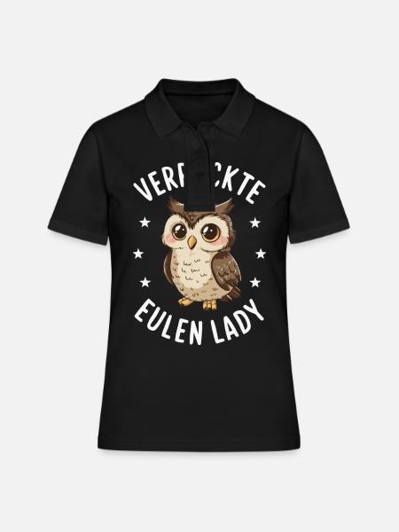 Nachteule Eule Eulen Vogel - Frauen Polo Shirt - Schwarz
