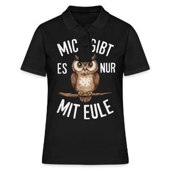 oiseau de nuit hibou hibou oiseau - Polo Femme - noir - Devant - Ailine (174cm)