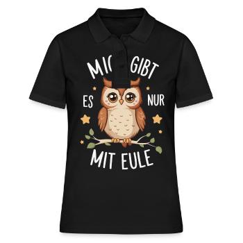 oiseau de nuit hibou hibou oiseau - Polo Femme - noir - Devant - Ailine (174cm)
