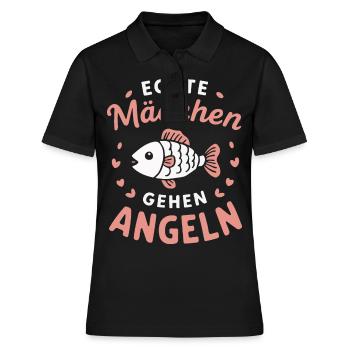 Angler Fisherman Fishing Fishing Fish - Women's Polo Shirt - black - Front - Ailine (174cm)