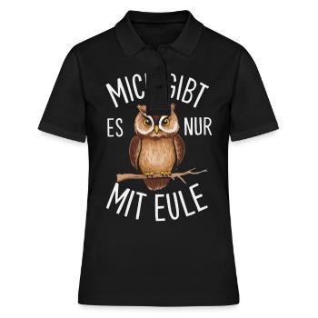 oiseau de nuit hibou hibou oiseau - Polo Femme - noir - Devant - Ailine (174cm)