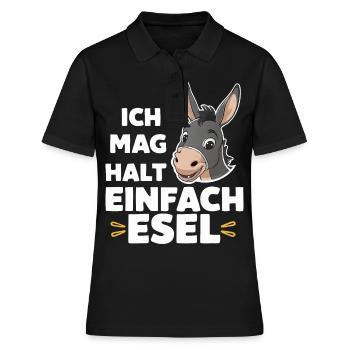 Esel Eselchen Maultier Muli - Frauen Polo Shirt - Schwarz - Vorne - Ailine (174cm)