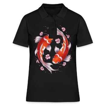 Koi Poisson Carpe Japon Chine Poisson - Polo Femme - noir - Devant - Ailine (174cm)