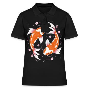 Koi Poisson Carpe Japon Chine Poisson - Polo Femme - noir - Devant - Ailine (174cm)