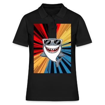Hai Ozean Tigerhai Tier Fisch - Frauen Polo Shirt - Schwarz - Vorne - Ailine (174cm)