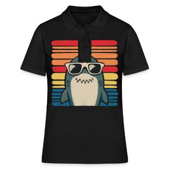 Hai Ozean Tigerhai Tier Fisch - Frauen Polo Shirt - Schwarz - Vorne - Ailine (174cm)