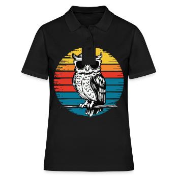 oiseau de nuit hibou hibou oiseau - Polo Femme - noir - Devant - Ailine (174cm)