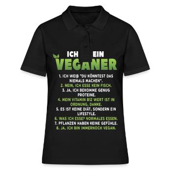 Vegan lustig Veganer - Frauen Polo Shirt - Schwarz - Vorne - Ailine (174cm)