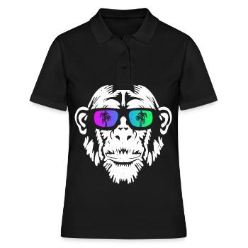Monkey Affe Urlaub Sonnenbrille Gute Laune Musik A - Frauen Polo Shirt - Schwarz - Vorne - Ailine (174cm)