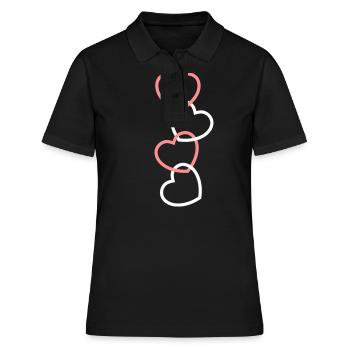 Vier Herzen an einer Kette - Frauen Polo Shirt - Schwarz - Vorne - Ailine (174cm)