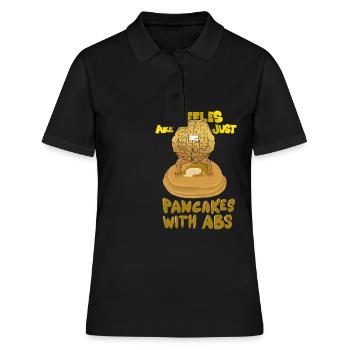 Lustiges Waffel T-Shirt Geschenk Waffel Muskeln - Frauen Polo Shirt - Schwarz - Vorne - Ailine (174cm)