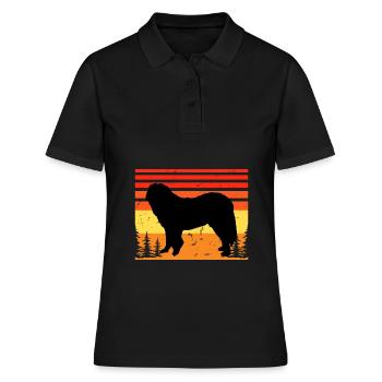 Chien de berger du Caucase Silhouette Rétro Coucher de soleil - Polo Femme - noir - Devant - Ailine (174cm)