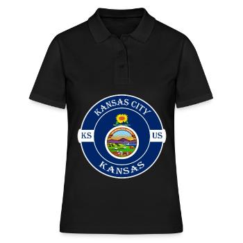 Kansas City Kansas Flag USA Badge souvenir de voyage - Polo Femme - noir - Devant - Ailine (174cm)