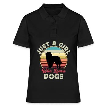 Chien de berger des Carpates Silhouette Rétro Coucher de soleil - Polo Femme - noir - Devant - Ailine (174cm)