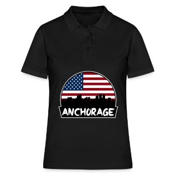Anchorage Alaska États-Unis Flag Skyline Silhouette Trave - Polo Femme - noir - Devant - Ailine (174cm)