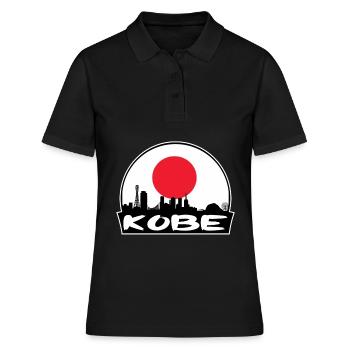Kobe Japan Flagge Skyline Silhouette Reisen - Frauen Polo Shirt - Schwarz - Vorne - Ailine (174cm)