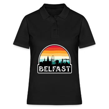Belfast Nordirland Flagge Skyline Reise Souve - Frauen Polo Shirt - Schwarz - Vorne - Ailine (174cm)