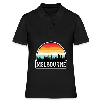 Melbourne Australien Flagge Skyline Reisesouvenir - Frauen Polo Shirt - Schwarz - Vorne - Ailine (174cm)