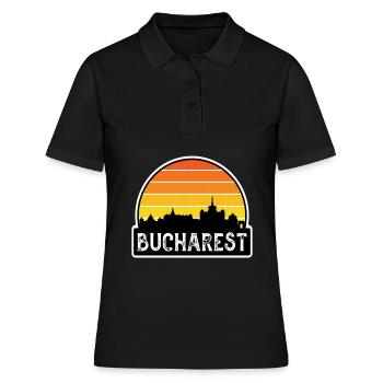 Bukarest Rumänien Flagge Skyline Reisesouvenir - Frauen Polo Shirt - Schwarz - Vorne - Ailine (174cm)