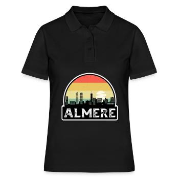 Almere Niederlande Flagge Skyline Reisesouvenir - Frauen Polo Shirt - Schwarz - Vorne - Ailine (174cm)