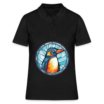 Pinguin Bunte Aquarell-Tierillustration - Frauen Polo Shirt - Schwarz - Vorne - Ailine (174cm)