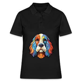 Briquet Griffon Vendéen race chien aquarelle verre - Polo Femme - noir - Devant - Ailine (174cm)
