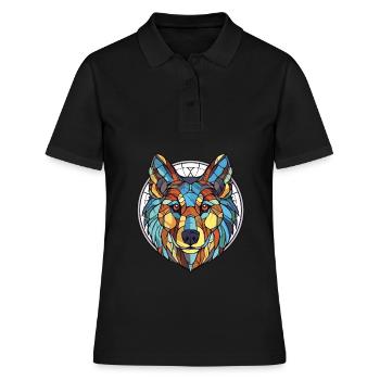 Cao De Castro Laboreiro Wolf Hunderasse Aquarell - Frauen Polo Shirt - Schwarz - Vorne - Ailine (174cm)