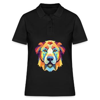 Chien de berger d’Asie centrale race verre aquarelle - Polo Femme - noir - Devant - Ailine (174cm)