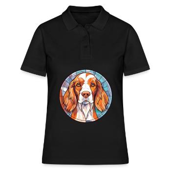 Irischer roter und weißer Setter Hund Rasse Aquarell - Frauen Polo Shirt - Schwarz - Vorne - Ailine (174cm)