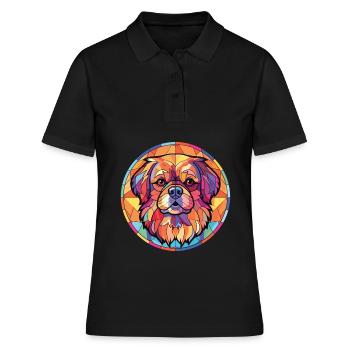 Tibetische Spaniel-Hunderasse Aquarell-Illustration - Frauen Polo Shirt - Schwarz - Vorne - Ailine (174cm)