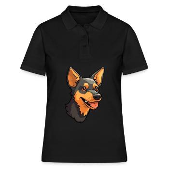 Lancashire Heeler Dog Breed Cartoon Kawaii Illustr - Women's Polo Shirt - black - Front - Ailine (174cm)