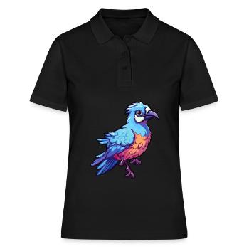 Geai bleu coloré aquarelle dessin animé Kawaii Animal - Polo Femme - noir - Devant - Ailine (174cm)