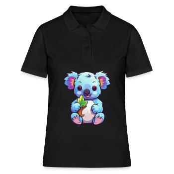 Koala Buntes Aquarell Cartoon Kawaii Tier - Frauen Polo Shirt - Schwarz - Vorne - Ailine (174cm)