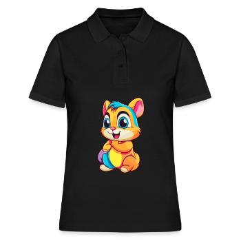 Chipmunk Aquarelle Colorée Dessin Animé Kawaii Animal - Polo Femme - noir - Devant - Ailine (174cm)