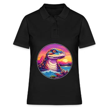 Anakonda Buntes Aquarell Cartoon Kawaii Tier - Frauen Polo Shirt - Schwarz - Vorne - Ailine (174cm)
