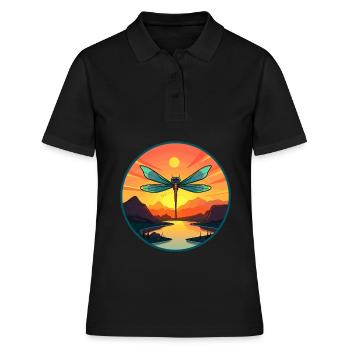 Libelle bunte Aquarell-Karikatur Kawaii Haustier - Frauen Polo Shirt - Schwarz - Vorne - Ailine (174cm)